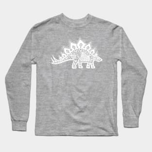 Stegosaurus Lace - White Long Sleeve T-Shirt